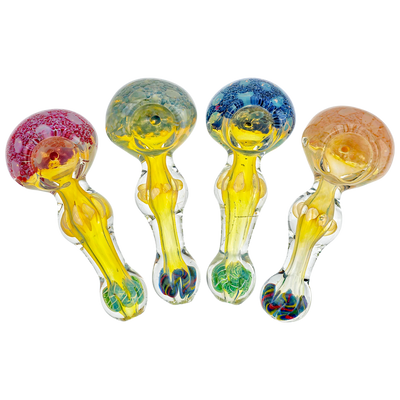 4.5" Frit Fume Squiggle Line Orb Hand Pipe