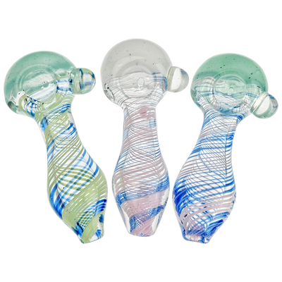 4.5" Frit Spiral Line Hand Pipe