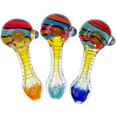 5" Color Swirl & Carved Body Hand Pipe
