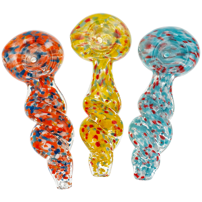 4" Multicolor Frit Twisted Hand Pipe