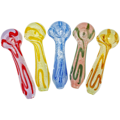4" Frit w/ Color Squiggles Hand Pipe