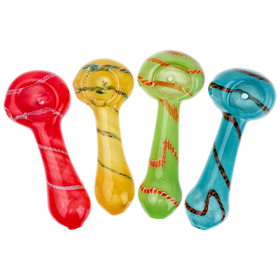 4" Frit Twisted Cane Swirl Hand Pipe