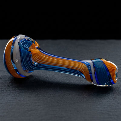 5" Twisted Vac Stack Cane Hand Pipe in Blue & Orange