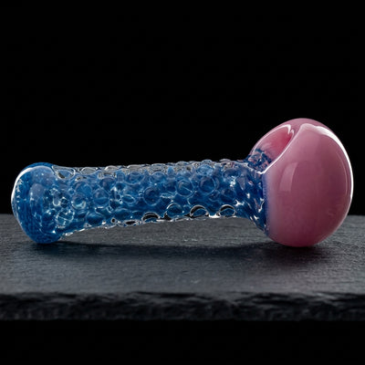5" Two-Tone Clear Dot Hand Pipe in Pink & Blue