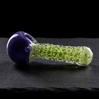 5" Two-Tone Clear Dot Hand Pipe in Purple & Lime