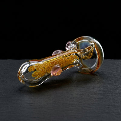 5" Inside Out Cane Hand Pipe in Amber