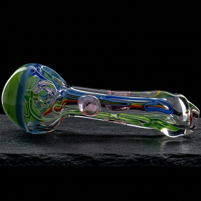 5" Inside Out Cane Hand Pipe in Green & Blue