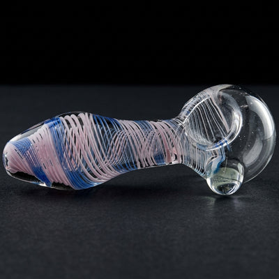 4.5" Frit Spiral Line Hand Pipe in Clear & Pink