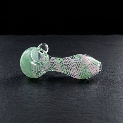4.5" Frit Spiral Line Hand Pipe in Mint & Pink