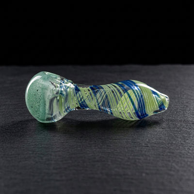 4.5" Frit Spiral Line Hand Pipe in Mint & Lime