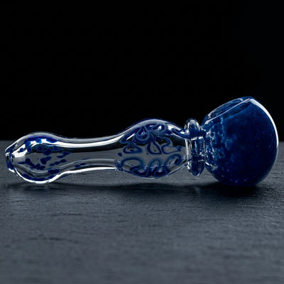 5.5" Frit Squiggle Line Orb Hand Pipe in Blue