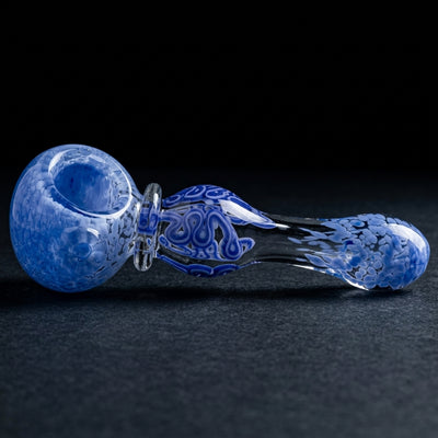 5.5" Frit Squiggle Line Orb Hand Pipe in Periwinkle