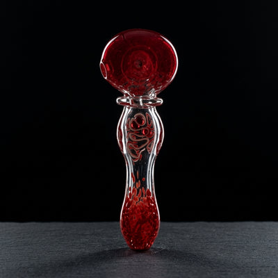 5.5" Frit Squiggle Line Orb Hand Pipe in Red