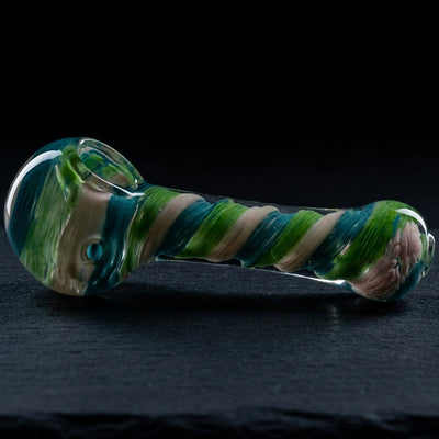 5" Frit Color Swirl Hand Pipe in Teal & Green