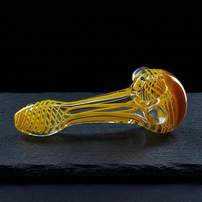 5" Color Head & Linework Hand Pipe in Orange & Yellow