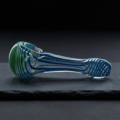 5" Color Head & Linework Hand Pipe in Green & Blue