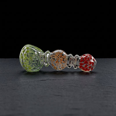 4.5" Color Dots Maria Hand Pipe in Green, Amber & Red