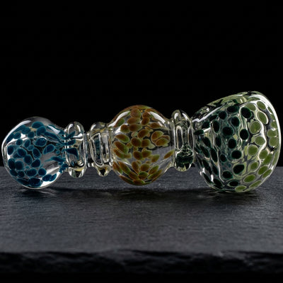 4.5" Color Dots Maria Hand Pipe in Teal, Amber & Green