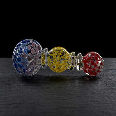4.5" Color Dots Maria Hand Pipe in Blue, Yellow & Red