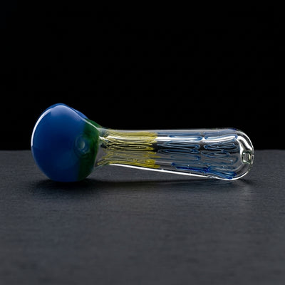 5" Two-Tone Head Linework Hand Pipe in Blue & Yellow