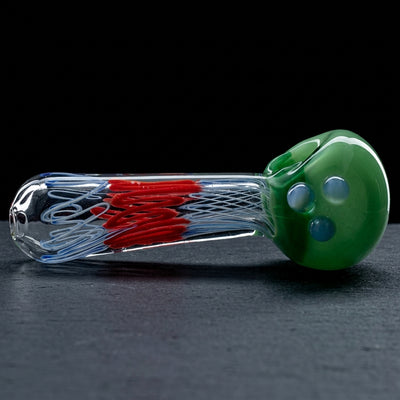 5" Two-Tone Head Linework Hand Pipe in Green & Red