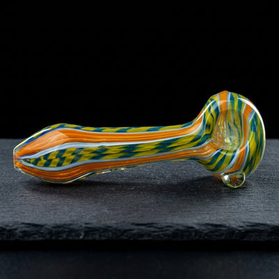 5" Multicolor Linework Hand Pipe in Orange & Green