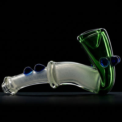5" Two-Tone Sherlock Hand Pipe in Green with Blue Dots