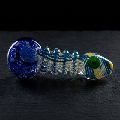 4.5" Color Frit & Spiral Maria Hand Pipe in Blue