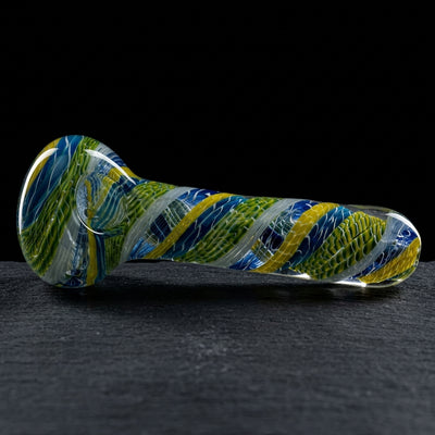 5" Multicolor Spiral Hand Pipe in Green Mix