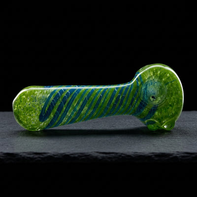 5" Color Frit & Linework Hand Pipe in Green