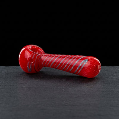 5" Color Frit & Linework Hand Pipe in Red