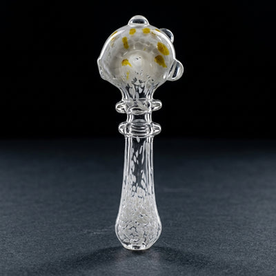 5" Frit & Clear Maria Hand Pipe in White