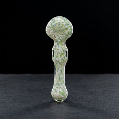 5.5" Multicolor Frit Square Hand Pipe in White & Green