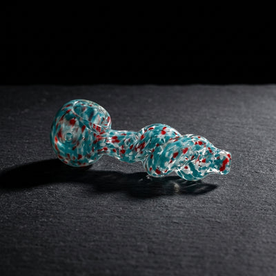 4" Multicolor Frit Twisted Hand Pipe in Teal