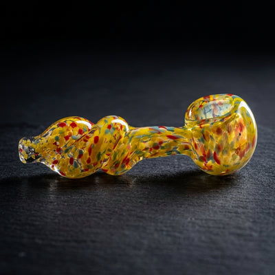 4" Multicolor Frit Twisted Hand Pipe in Yellow