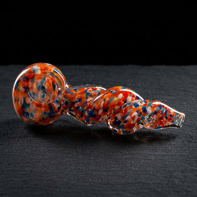 4" Multicolor Frit Twisted Hand Pipe in Orange