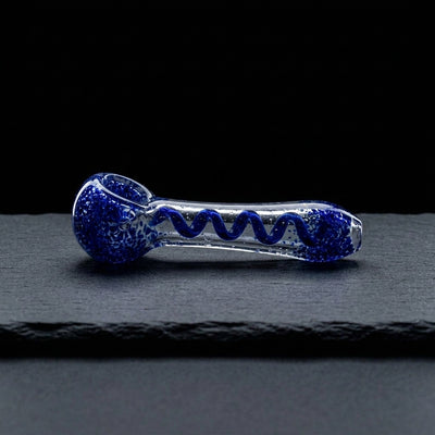 4" Frit w/ Color Squiggles Hand Pipe in Blue