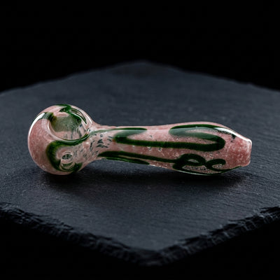 4" Frit w/ Color Squiggles Hand Pipe in Green