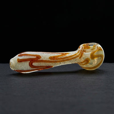 4" Frit w/ Color Squiggles Hand Pipe in Orange