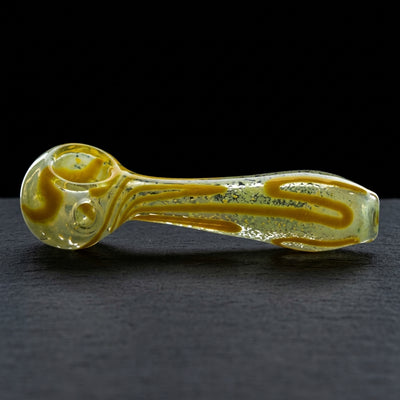 4" Frit w/ Color Squiggles Hand Pipe in Yellow