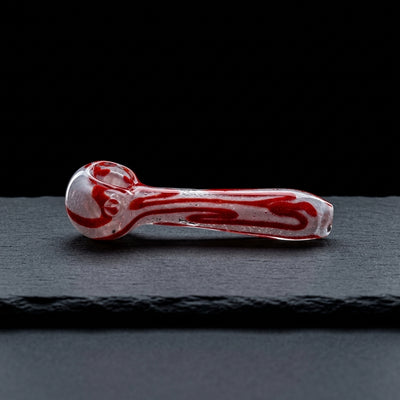 4" Frit w/ Color Squiggles Hand Pipe in Red