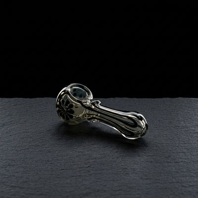 4" Fume Color Flower Maria Hand Pipe in Black