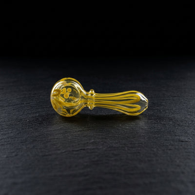 4" Fume Color Flower Maria Hand Pipe in Yellow