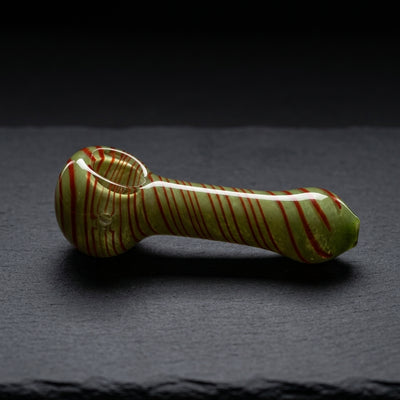 4" Two-Tone Color Swirl Hand Pipe in Green & Red
