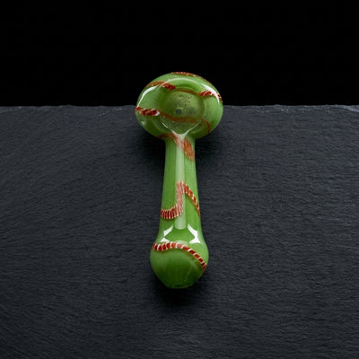 4" Frit Twisted Cane Swirl Hand Pipe in Green