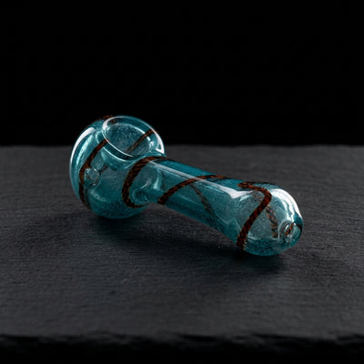 4" Frit Twisted Cane Swirl Hand Pipe in Teal