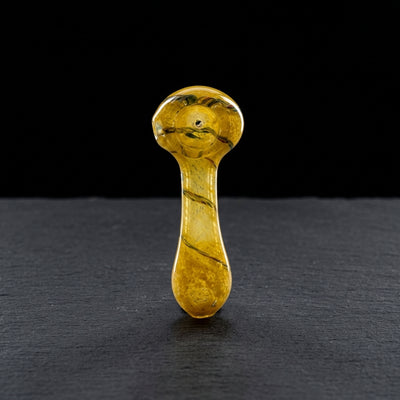 4" Frit Twisted Cane Swirl Hand Pipe in Yellow