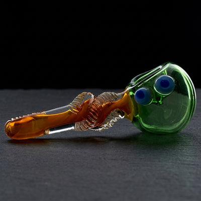 5.5" Solid Color Head w/ Twisted Body Hand Pipe in Green
