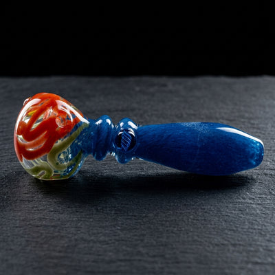 5" Squiggle Head Frit Body Hand Pipe in Blue