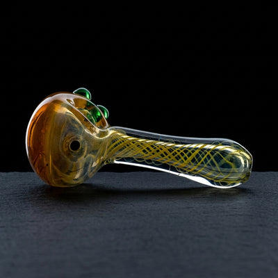 5" Solid Color Head Fume Swirl Hand Pipe in Amber